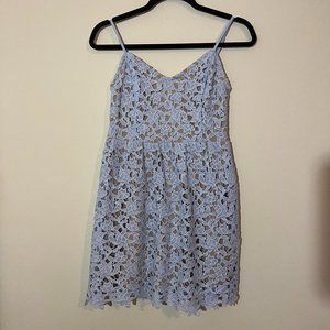 Love Fire Dress Size S, Light Blue Lace Sundress Nude Lining Adjustable Straps